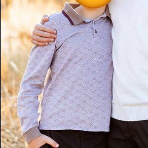 Gucci Logo Print Long Sleeve Polo, size 12